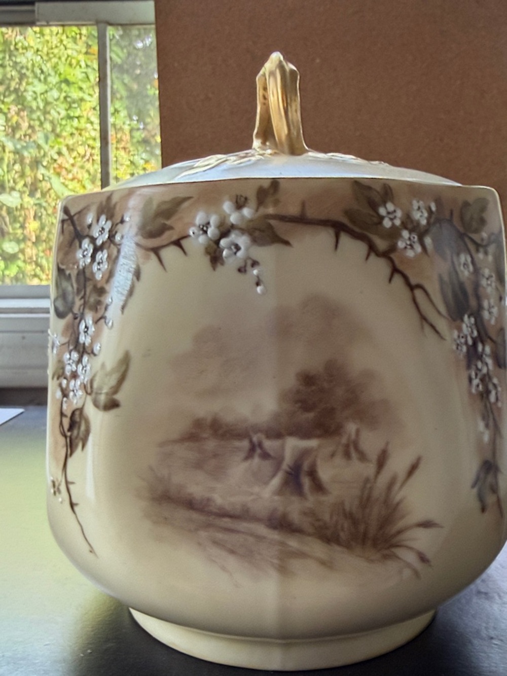 Classic Floral Ceramic Canister in Cream and Gold